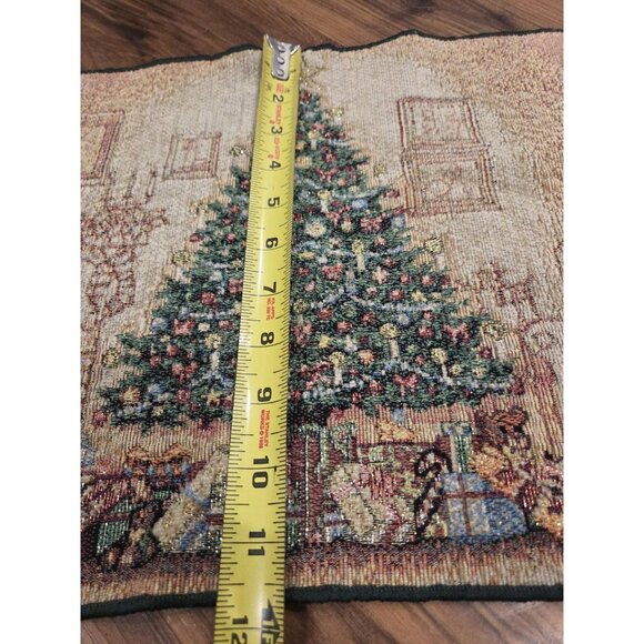 Vtg Christmas Tree Scene Woven Tapestry Placemat Presents Fireplace 11.5x18 - Picture 8 of 8